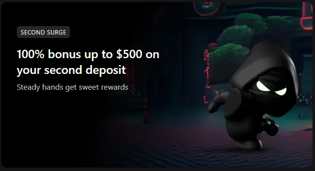 BetNinja Casino Canada Second Surge 100% Bonus up to $500 on Second Deposit