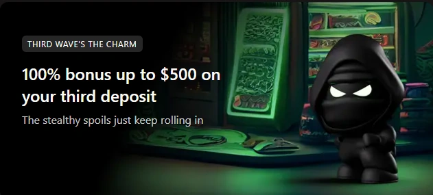 BetNinja Casino Canada Third Wave 100% Bonus up to $500 on Third Deposit