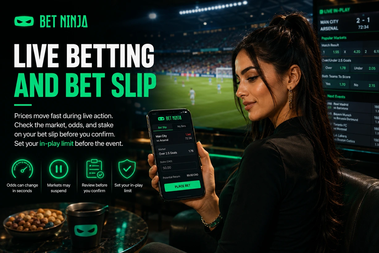 BetNinja Canada In-Play Live Betting and Mobile Bet Slip Features