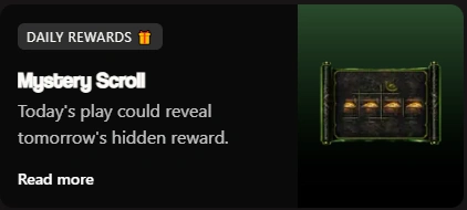 BetNinja daily reward promotion Mystery Scroll bonus