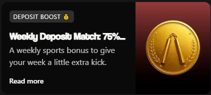 BetNinja sports promotion Weekly Deposit Match 75 percent boost