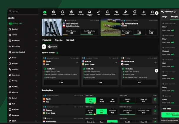 BetNinja Sportsbook Pre-Match Markets Betting Interface Mockup Canada